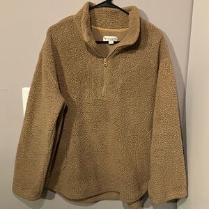 Koolaburra by Ugg Tan Fleece Quarter-Zip Womens Pullover Sz L